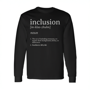 T-Shirt Unisex a Maniche Lunghe Stile Southern con Scritta 'Inclusion Definition', Girocollo per Adulti, Abbigliamento Promozionale - Product Image 2