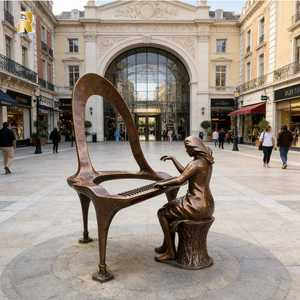 Statue de femme en bronze grandeur nature RELONG, jouant du <span class=keywords><strong>piano</strong></span>, sculpture sur mesure pour <span class=keywords><strong>la</strong></span> décoration artistique extérieure - Product Image 1