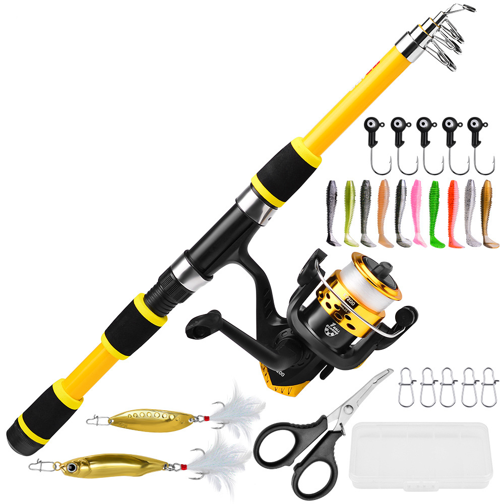 Zhuo Run - Barra de pesca telescópica de carbono para crianças, conjunto completo com outras iscas, novo estilo, 1.5m, 1.8m, para pesca em barco