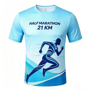 HOT sell Sports T-shirts <b>Polyester</b> Custom Sublimation <b>Tshirts</b> Printing Promotional Blank Marathon Race Running t Shirt - Product Image 1