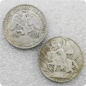 Monedas Conmemorativas Antiguas de 1 Peso México (1909, 1910, 1912, 1914) con Diseño de <span class=keywords><strong>Caballito</strong></span> (Grito de Dolores) - Product Image 3
