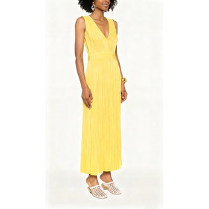 Vestido Largo Plisado sin Mangas con Cuello en V Profundo para Mujer, Vestido Versátil para Ocasiones Formales y Ropa <span class=keywords><strong>de</strong></span> Resort - Product Image 6