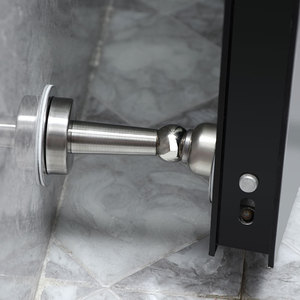 Loquet de porte en acier inoxydable finition brossée, magnétique, installation sans perçage, fixation au sol, design minimaliste - Product Image 2