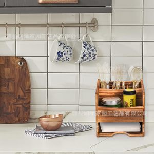 Organizador de Cubiertos de Madera Rectangular Color Quemado con Compartimentos para Almacenamiento en la Mesa de Comedor - Product Image 2