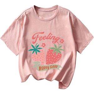 เสื้อยืดผู้หญิง FOXA ผ้าเจอร์ซีย์พิมพ์ลายสตรอว์เบอร์รี ระบายอากาศได้ดี คอกลม แขนสั้น ผ้าฝ้าย 100% เสื้อลำลองสำหรับฤดูร้อน - Product Image 1