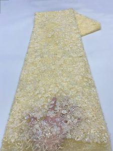NI.AI New Style Elegant 3D Flower Net <strong>Lace</strong> Sequin <strong>Fabric</strong> Short Beaded <strong>Lace</strong> <strong>Fabric</strong> Sequin Beaded <strong>Fabric</strong> With Pearls - Product Image 5