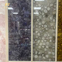 Panneau mural en onyx rétro-éclairé violet translucide, pierre semi-précieuse de luxe, décoration intérieure