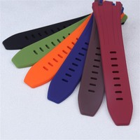 Ersatz für Silikonarmband: Gekerbtes Gummi-Dornschließen-Uhrenarmband mit Narbenleder-Optik, 27mm
