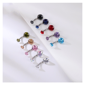 ZF nuovo Multi-colore zircone <span class=keywords><strong>ombelico</strong></span> anello 14G acciaio chirurgico CZ corpo <span class=keywords><strong>Piercing</strong></span> ipoallergenico per la moda <span class=keywords><strong>Piercing</strong></span> gioielli - Product Image 2