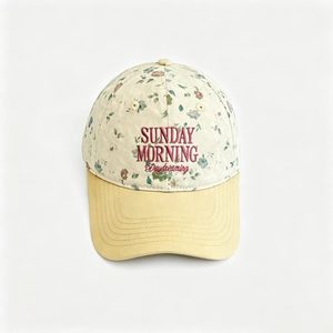 Casquette de baseball vintage à fleurs brodée, casquette snapback bicolore, casquette en coton vieilli rétro pour la protection solaire estivale - Product Image 4