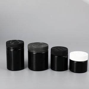 2oz 3oz 6oz 250ml 300ml Bouchon à large ouverture résistant aux enfants Pots à bonbons en plastique noir pour supplément - Product Image 1
