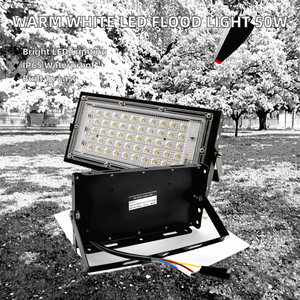 Reflector LED Blanco Cálido 2835 SMD con 50 LED, 50W, AC220V, Carcasa de Aluminio Negra, IP65 Impermeable, Iluminación de Paisaje, Haz de Luz de 120° - Product Image 2