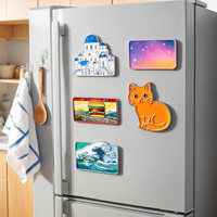 Aimants de réfrigérateur carrés en aluminium personnalisés, motifs animaux mignons (ours, renard, panda, chat), imprimés, durables, cadeaux promotionnels