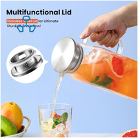 Jingsheng Pichet en verre borosilicaté 1,5 L avec couvercles en acier Design carré unique pour accessoires de bouilloire à thé et jus d'eau froide