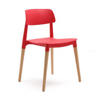 Chaise de salle à manger moderne et contemporaine en plastique PP H-678 avec pieds en bois pour la maison, la cuisine, le café et le restaurant