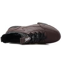 Chaussures plates pour hommes, bottes de travail, de sécurité, de randonnée, en cuir de vache véritable, mi-hautes, à lacets, à enfiler, faites à la main, type chaussettes