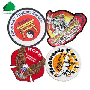 Direct factory sale custom high quality cheaper embroidery For Flying dragon karate Embroidery Patch With Iron On Backing