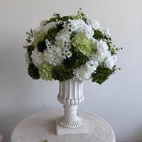 Rangkaian Bunga Hydrangea Hijau 60cm hingga 80cm dengan Daun Hijau dan Bunga Putih Gading, Dekorasi Meja Tengah, Dekorasi Latar Belakang Pernikahan, Rangkaian Bunga