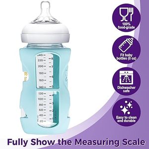 Housse de protection en silicone anti-casse pour bouteille d'eau avec support antidérapant pour bébé, étui extensible pour bouteille en verre pour enfants - Product Image 4