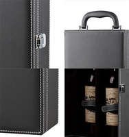 Splendid Products Gift PU Leather Red Wine Double Bottle Box Packaging Magnet and 4pcs Wine Accessories Luxury Vintage Wine Box