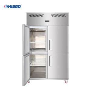 Réfrigérateur commercial à 4 portes, armoire réfrigérée robuste à portes françaises, réfrigérateur-congélateur vertical 4 portes - Product Image 2