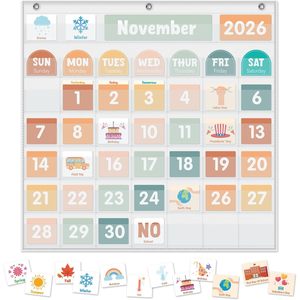 Calendario de Bolsillo con Vista Mensual, Diseño Minimalista de Tela, Gestión del Tiempo, Regreso a Clases, Uso en el Aula - Product Image 1