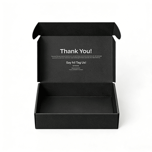 Boîtes d'emballage en carton ondulé noir mat personnalisées <span class=keywords><strong>avec</strong></span> impression « Merci » – Boîte d'expédition pour solutions d'expédition de marques minimalistes - Product Image 4