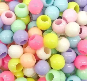 Nuove perline di Pony in plastica da 12mm 14mm perline a forma di fiore color caramella per accessori per capelli per bambini