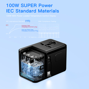 HL-A06-PD100W GAN <span class=keywords><strong>Universal</strong></span>-Reiseadapter Reisestecker mit Typ-C Einziehbarem Kabel Mit US UK EU AUS Steckeradapter - Product Image 5
