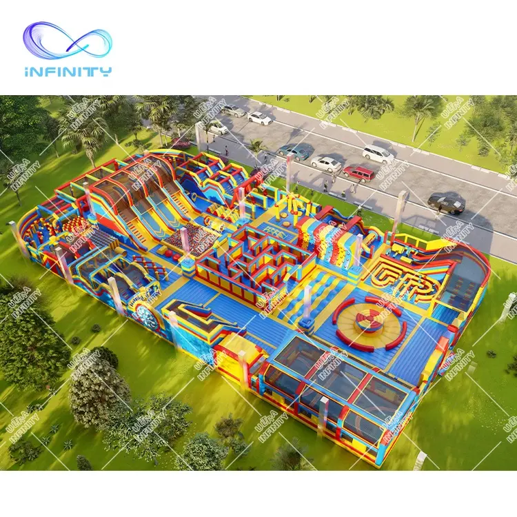 आउटडोर मनोरंजन पार्क नई अनुकूलित डिजाइन inflatable बच्चों के खेल का मैदान रंगीन आउटडोर घटना के लिए inflatable पार्क खेल का मैदान