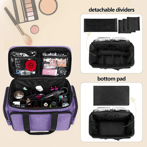 Adjustable Professional Salon Tools Carrying Bag Travel Women Medium Capacity <b>Makeup</b> Train <b>Case</b> Zipper Letter Water Resistant - Product Image 4
