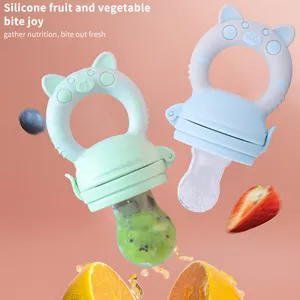 Forme animale mignon silicone bébé alimentation ensemble fruits mangeoire sucette alimentaire partenaire sucette jouet de dentition