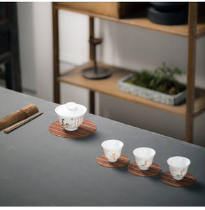 Ronde vintage bamboe onderzetter warmte-isolatiemat <span class=keywords><strong>Chinese</strong></span> stijl Zen theeceremonie Kung Fu beker - Product Image 3