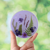 Sous-verres promotionnels faits main en résine de fleurs naturelles pressées, écologiques et réutilisables, avec logo personnalisé pour mariage, anniversaire, fête
