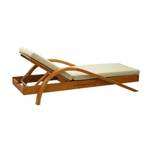 Lit de repos extérieur moderne en bois massif avec coussins résistants aux intempéries et aux UV, design durable et écologique pour piscine ou terrasse - Product Image 2