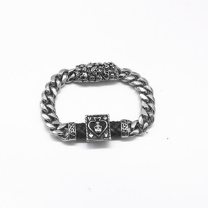 yunnique Men's Punk Skull <b>Bracelet</b> Tibetan Silver Chain <b>Leather</b> Cord Magnetic Clasp Design - Product Image 5
