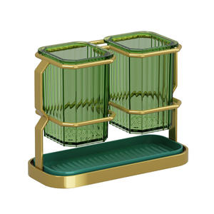 Égouttoir de cuisine Chaozhou carré 2 pièces avec support multifonctionnel pour baguettes et cuillères, avec plateau pour comptoir - Product Image 1