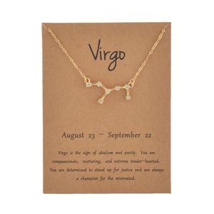 Collier ras du cou élégant et tendance pour femme, avec pendentifs signes du zodiaque, plaqué or, chaîne à maillons, cadeau de fiançailles, <span class=keywords><strong>astrologie</strong></span> - Product Image 1