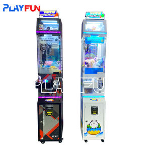 Playfun ขายส่งของเล่นหยอดเหรียญ Candy World เครื่องเกมมินิกรงเล็บพร้อมตัวรับบิลเงินสดสําหรับขาย