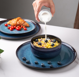 Platos y Tazones de Cerámica con Esmalte Reactivo Azul Premium Personalizados, Vajilla de Gres de Lujo, Venta al por Mayor para Restaurantes, Hoteles y Bodas - Product Image 3