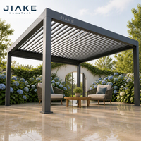 Pergola Jiake en aluminium 6063-T5 imperméable avec toit à lames motorisées pour jardin résidentiel, patio, pavillon extérieur