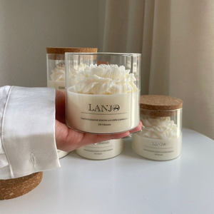 LANJO Handmade Custom Fragrance Valentine's Day & Christmas Gift Glass Cups Peony Flowers Soy Wax <b>Candle</b> for Wedding Souvenirs - Product Image 2