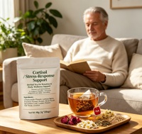 Tisane de soutien à la réponse au stress au cortisol, mélange de camomille, mélisse et fleur de la passion pour une relaxation apaisante