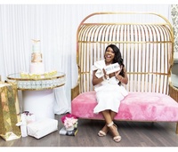 Nouveau Design de Banquet de mariage reine trône d'or chaise de cage à oiseaux canapé chaise décorative pour fête