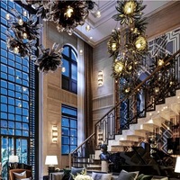 Lobby d'hôtel simple lustre de fleur en verre moderne pendentif lumière villa loft lustre d'escalier