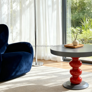 Tavolino retrò moderno FRP piano rotondo grigio con Base a bulbo <span class=keywords><strong>rosso</strong></span> per soggiorno spazio di lavoro creativo caffè di ispirazione <span class=keywords><strong>Vintage</strong></span> - Product Image 6