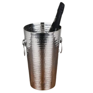 Cubo de hielo de champán de vino de cerveza de acero inoxidable de una sola pared con asas diseño martillado Barware enfriador de bebidas tinas de bajo precio - Product Image 2