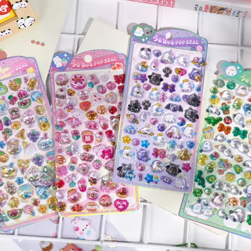 Funny 3D Sticker Embossed Finishing With 4 Color Printing High-definition Transparent Pattern Sticker