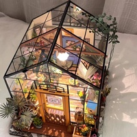 Set Blok Bangunan Plastik Model Rumah Pondok DIY Toko Bunga 1:24 Mainan Mini Buatan Tangan Hadiah Ulang Tahun