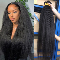 Paquets de tissage de cheveux péruviens droits crépus paquets de cheveux humains bruts extensions vierges Remy pour femmes trame Yaki grossière